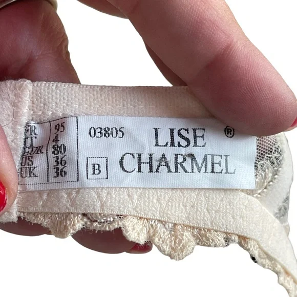 Vintage 90s Lise Charmel pink & black floral lacy bra - Picture 13 of 13